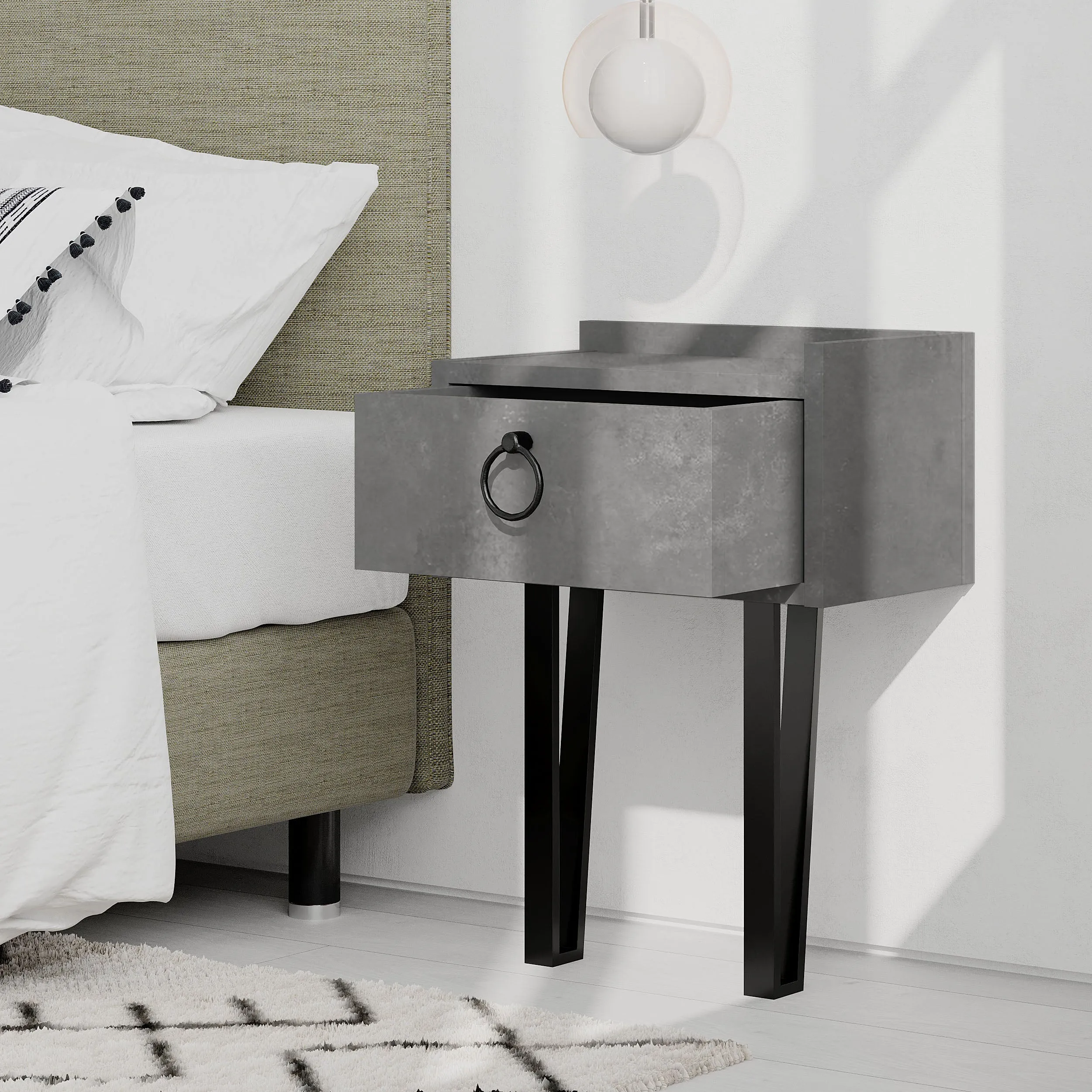 Sponge Modern Bedside Table With Drawer