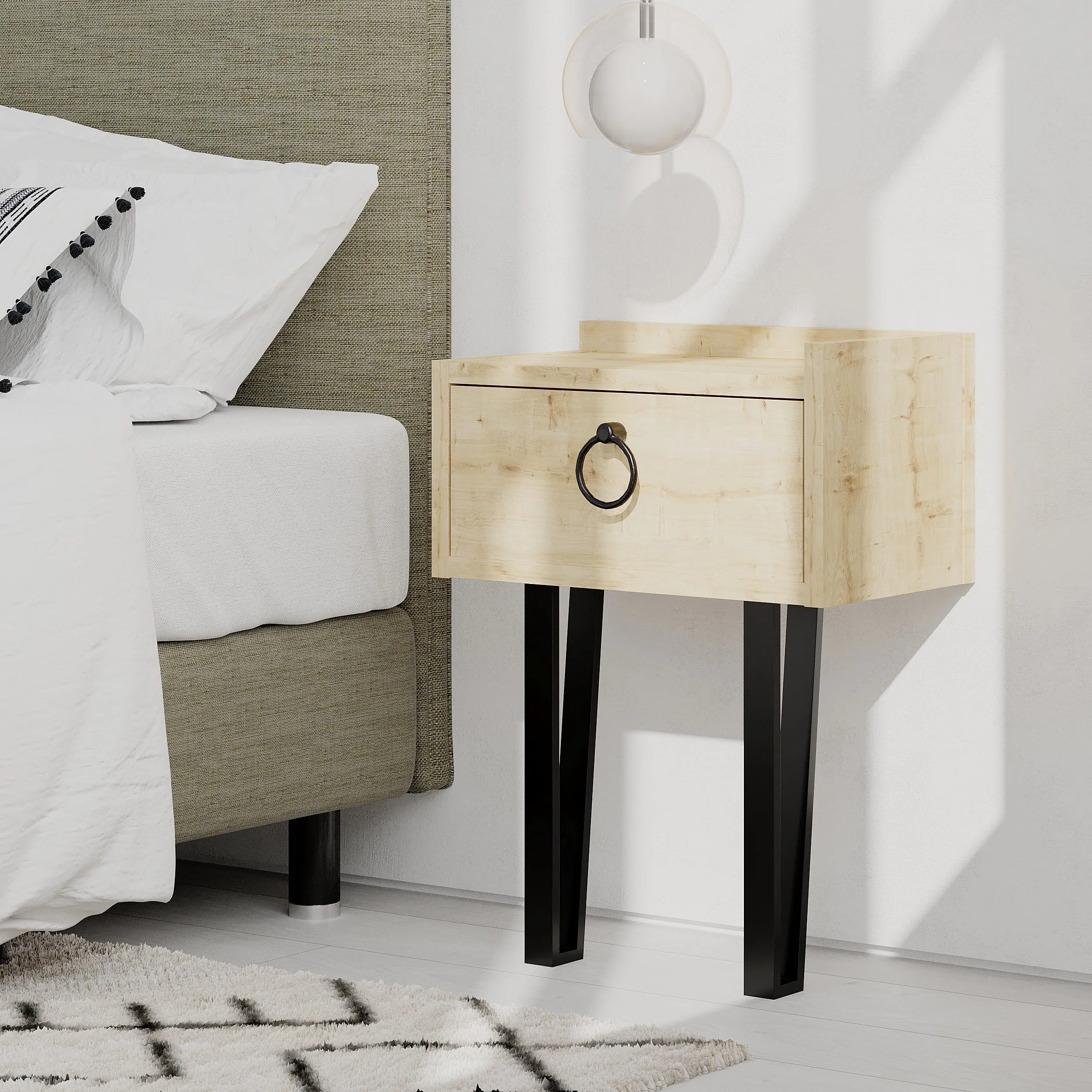 Sponge Modern Bedside Table With Drawer