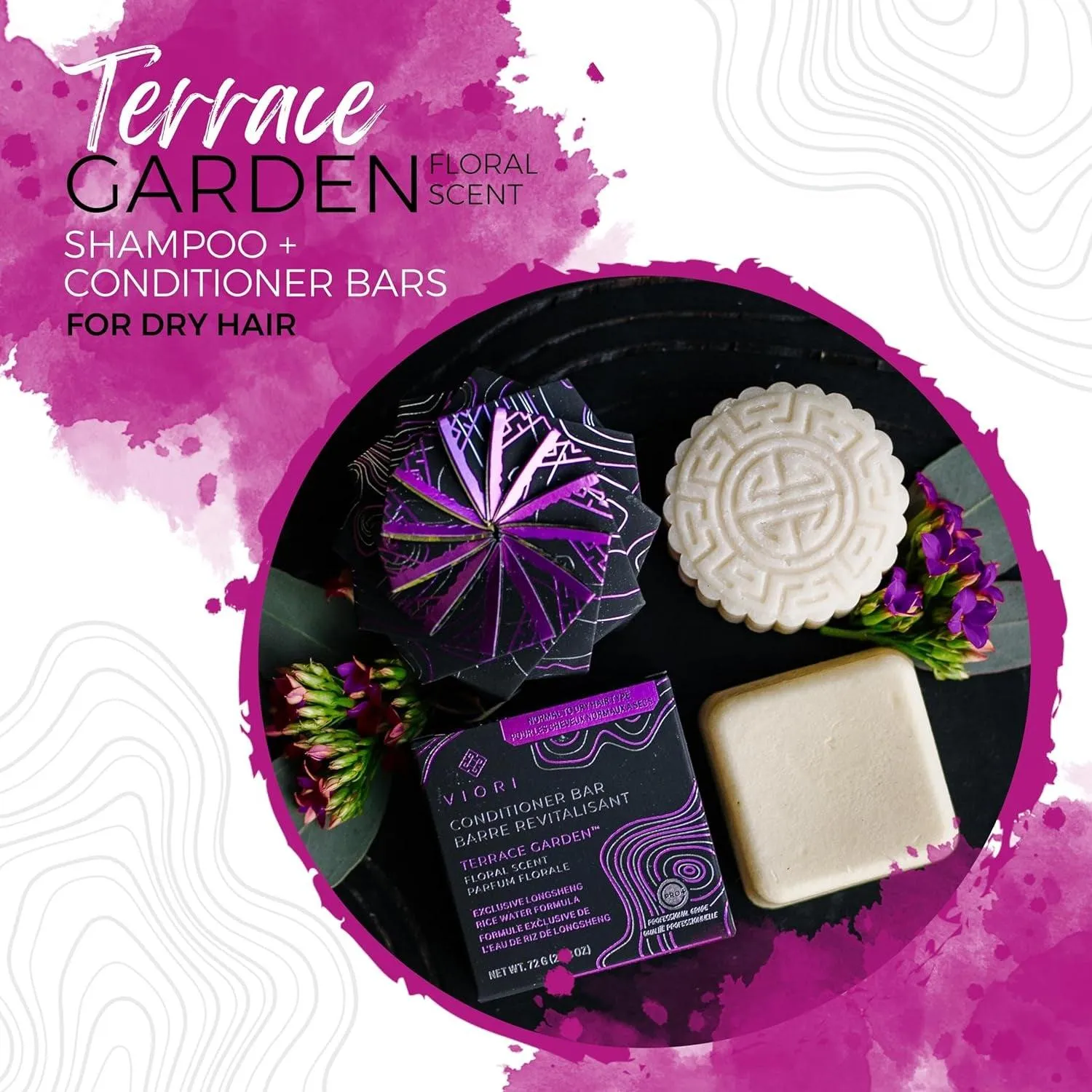 Terrace Garden Shampoo Bar Made with Rice Water - Handcrafted All Natural Shampoo Bars - Sulfate Free Shampoo