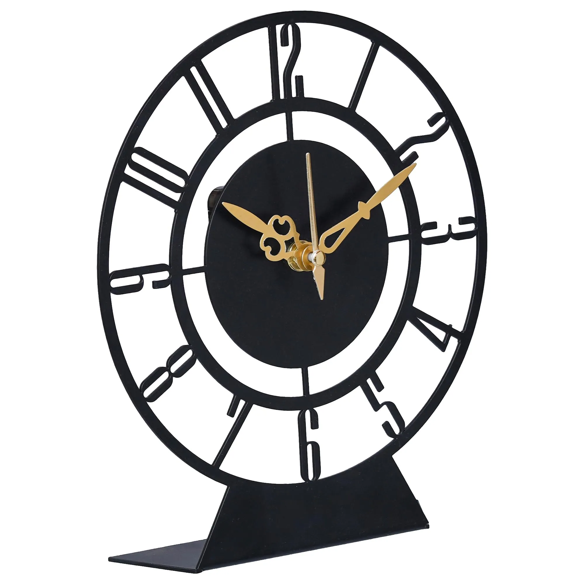 THE LAST DECORR Modern Artistic Decorative Metal Table Clock, Desk Clock for Living Room, Bedroom, Dining Room, Office, Home Decor, Black