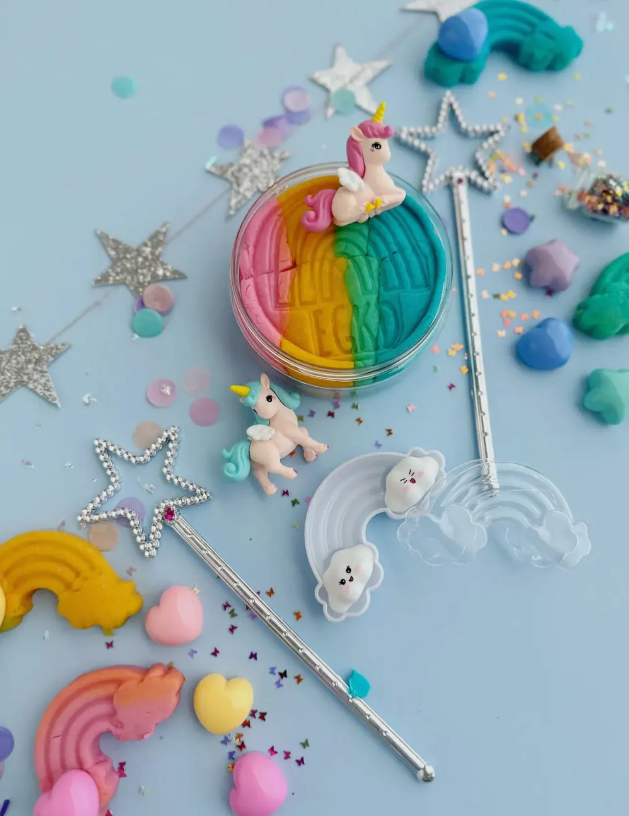 Unicorn (rainbow sherbet) play dough kit