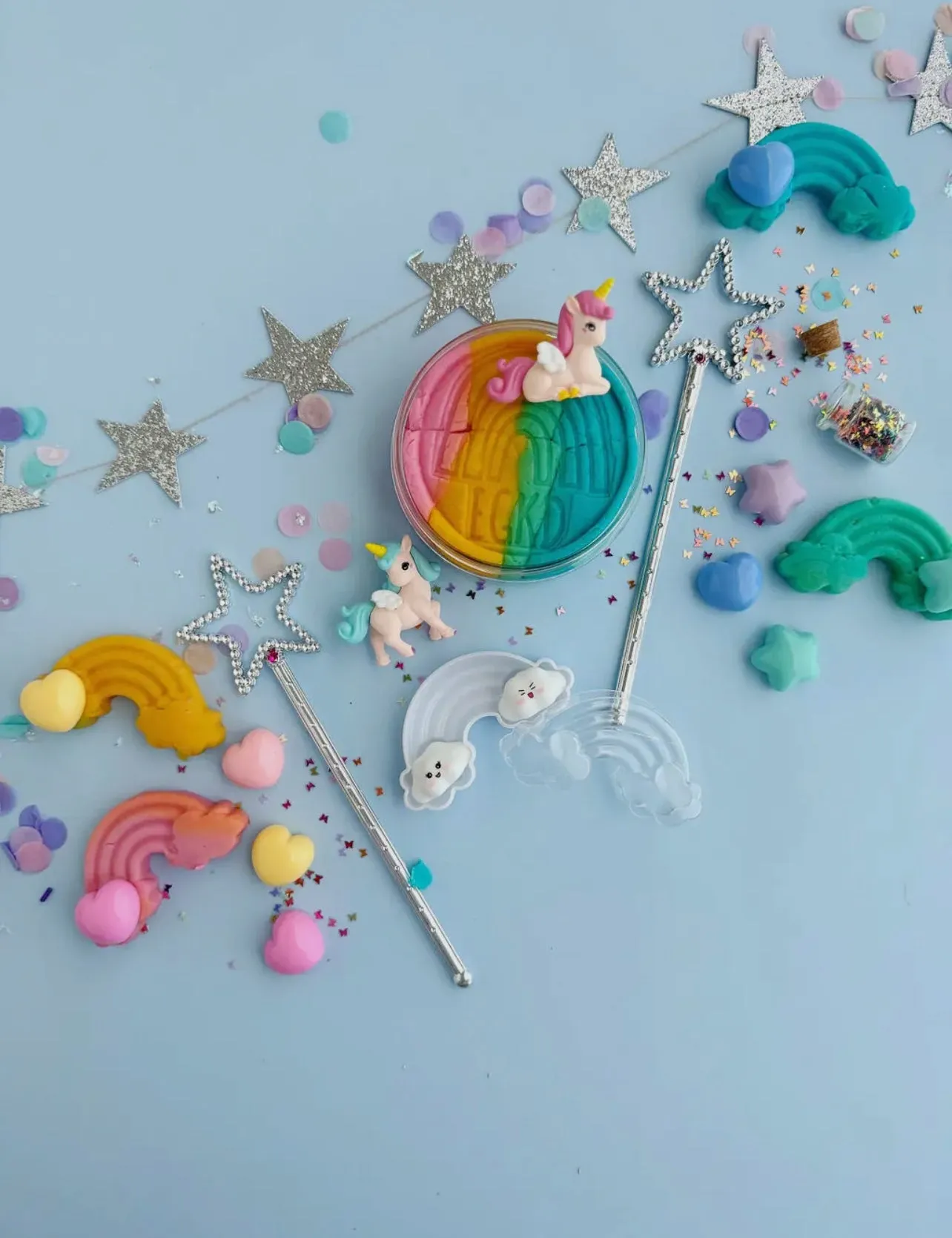 Unicorn (rainbow sherbet) play dough kit