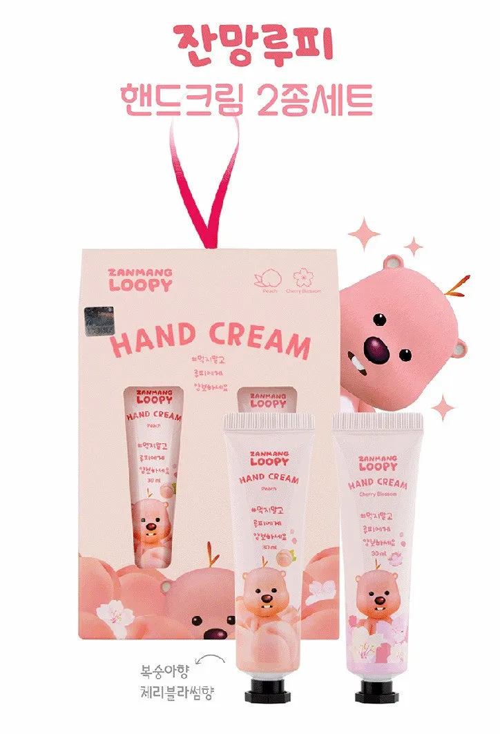 Zanmang Loopy Character Hand Creams Cute Small Gifts 30ml 2 pieces SET Peach Cherry Blossom Scent