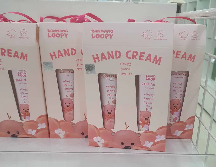 Zanmang Loopy Character Hand Creams Cute Small Gifts 30ml 2 pieces SET Peach Cherry Blossom Scent